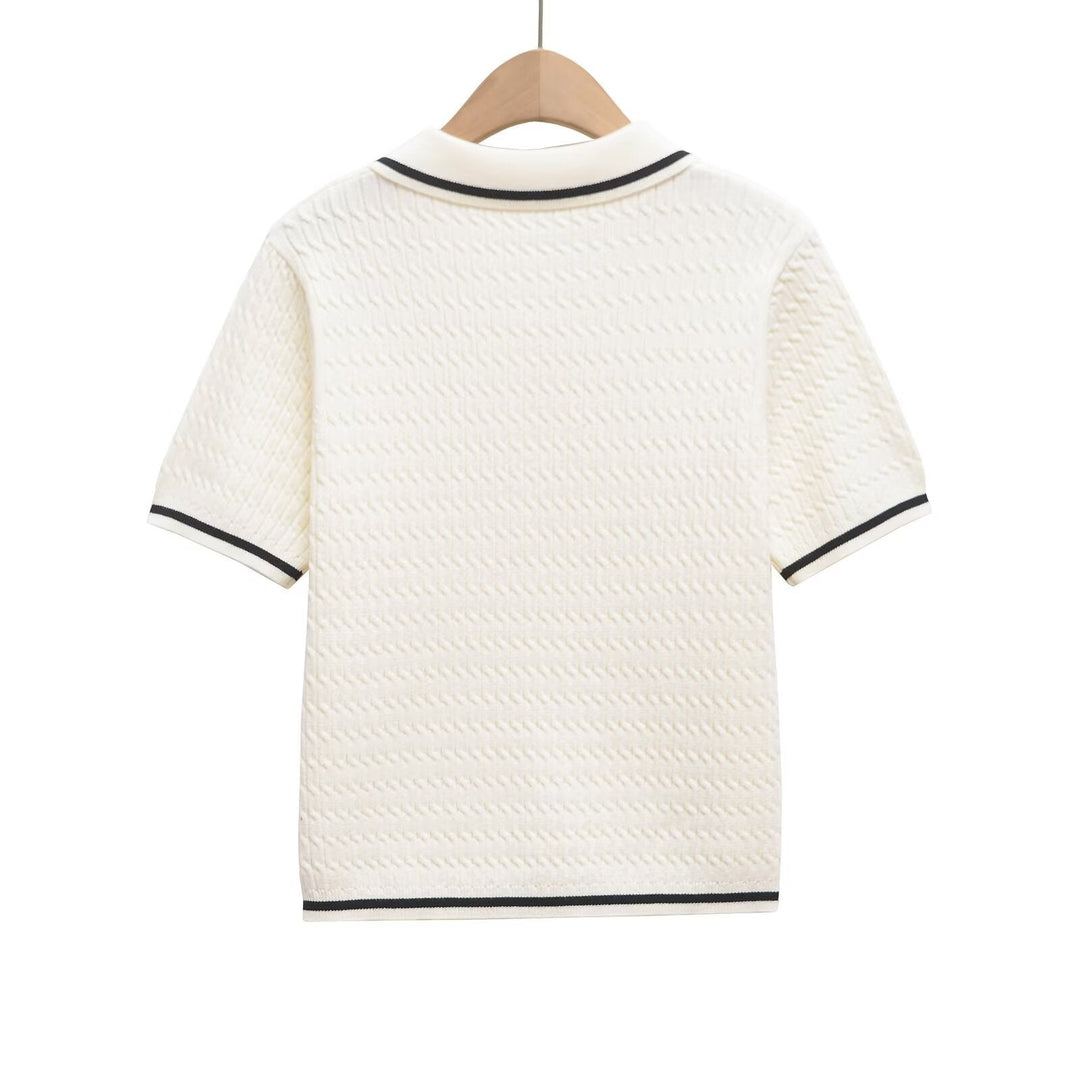 Damen Poloshirt mit strukturiertem Material und edlen Knopfdetails Drune