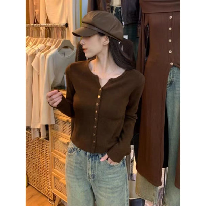 Damen elegante Strickjacke mit Knopfdetail und weichem Material Drune