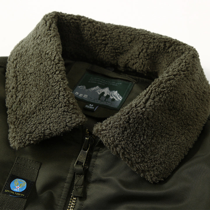 Herren Fliegerjacke mit Sherpa-Kragen und multifunktionalen Taschen Drune