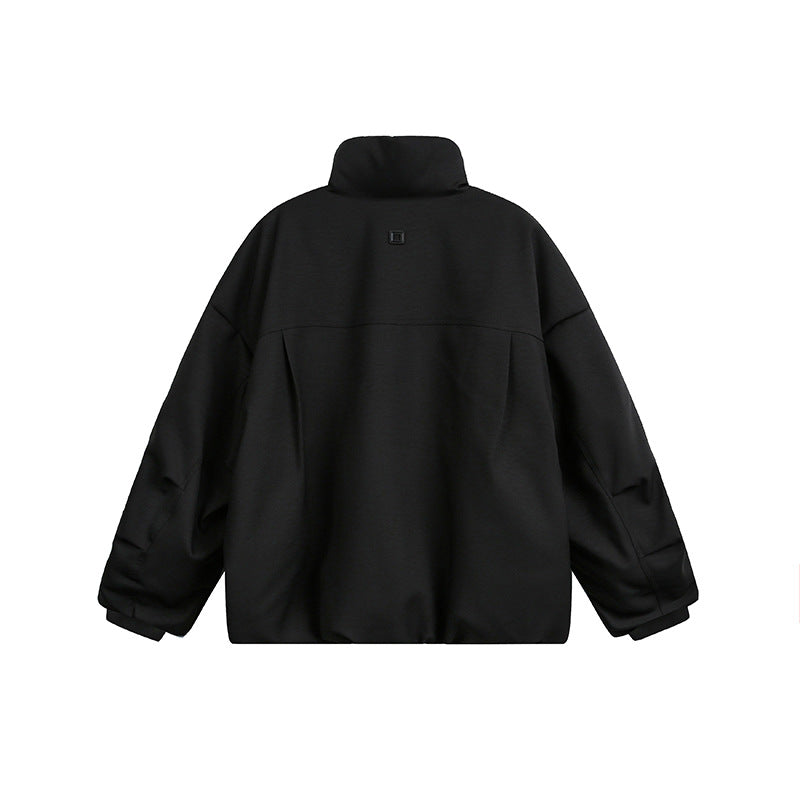 Unisex Weit geschnittene Utility-Fleecejacke mit Stehkragen und mehreren Reißverschlusstaschen Drune