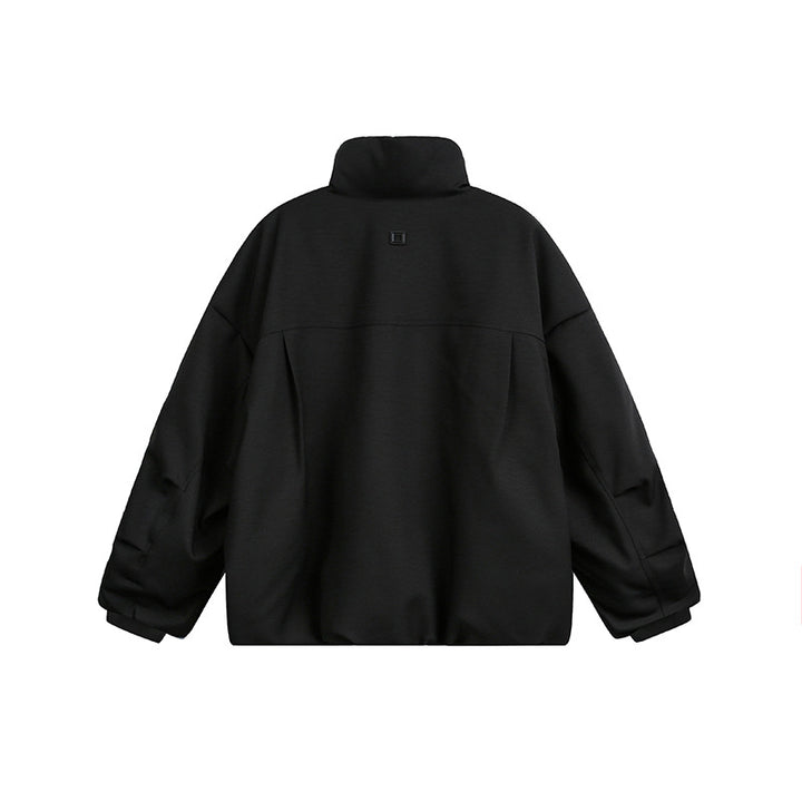 Unisex Weit geschnittene Utility-Fleecejacke mit Stehkragen und mehreren Reißverschlusstaschen Drune