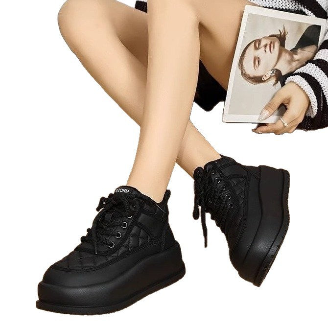Damen Modische Plateau Sneakers mit Steppdesign Drune