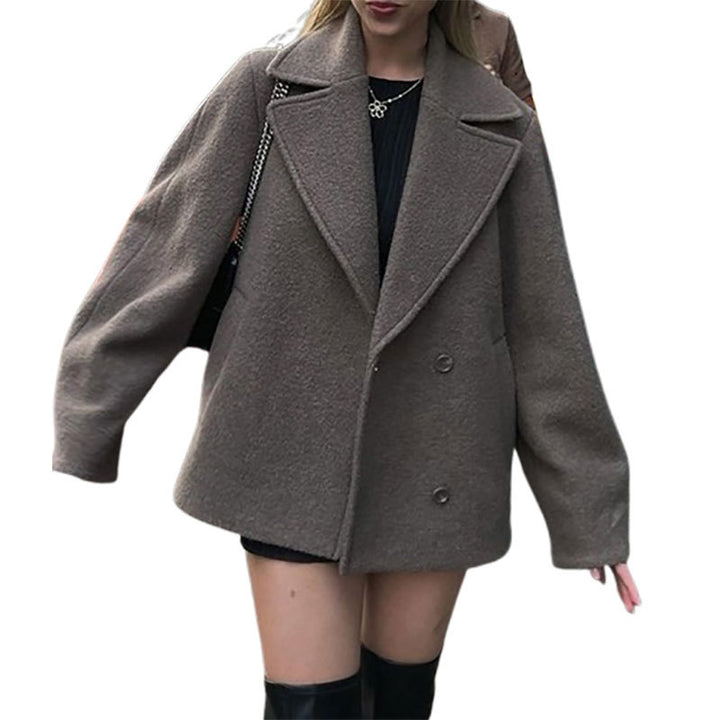 Damen Oversized Woll-Cardigan mit breiten Ärmeln und elegantem Revers Drune