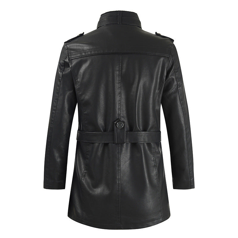 Herren Kunstlederjacke mit hochschließendem Kragen