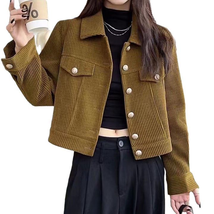 Damen Kordjacke mit dekorativen Knöpfen Drune