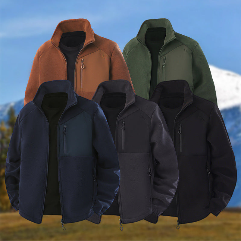 Herren Hybrid-Fleecejacke mit Softshell‑Einsätzen, Brust-Reißverschlusstasche und Zwei-Wege-Frontreißverschluss Drune