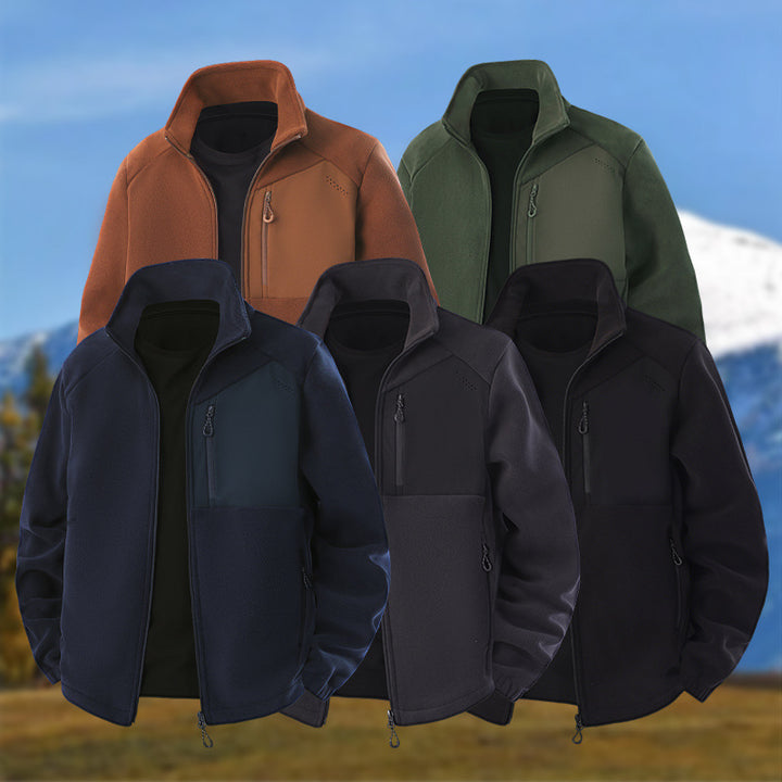 Herren Hybrid-Fleecejacke mit Softshell‑Einsätzen, Brust-Reißverschlusstasche und Zwei-Wege-Frontreißverschluss Drune