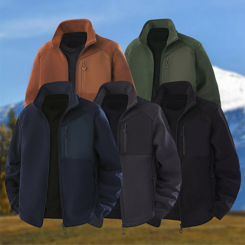 Herren Hybrid-Fleecejacke mit Softshell‑Einsätzen, Brust-Reißverschlusstasche und Zwei-Wege-Frontreißverschluss Drune