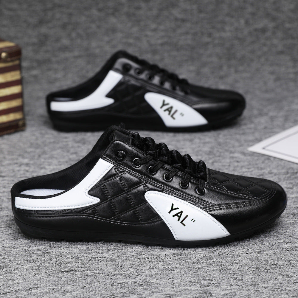 Herren Slipper-Sneaker im Mule-Design mit dekorativer Schnürung und gesteppter Kunstleder-Optik Drune