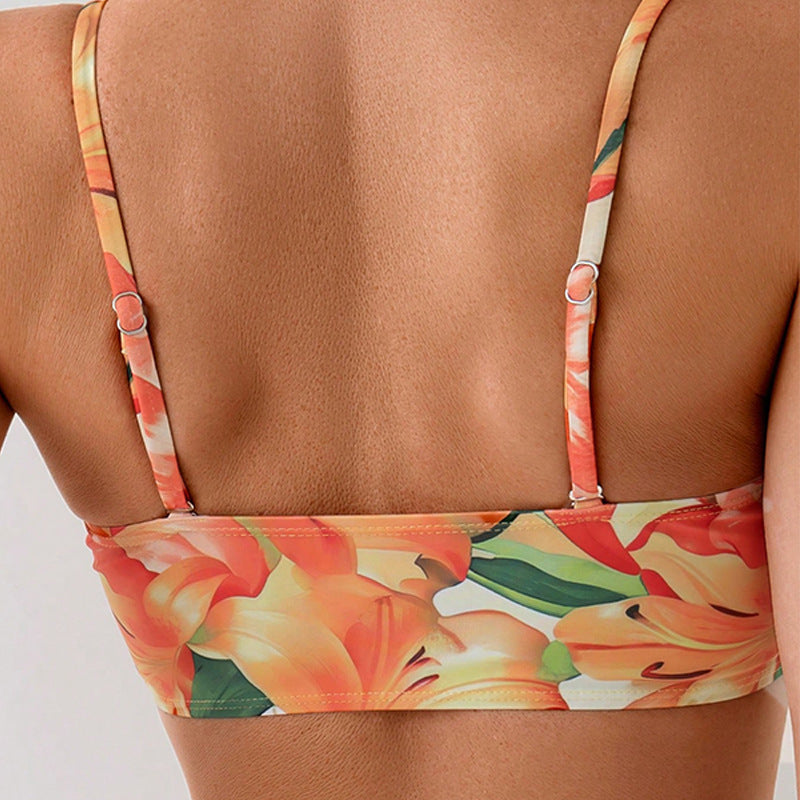Damen Bikini-Set mit floralem Knotendesign und hohem Schnitt Drune