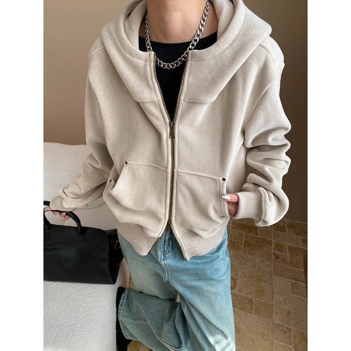 Damen lässige Kapuzenjacke mit weichem Fleece-Futter und praktischen Taschen Drune