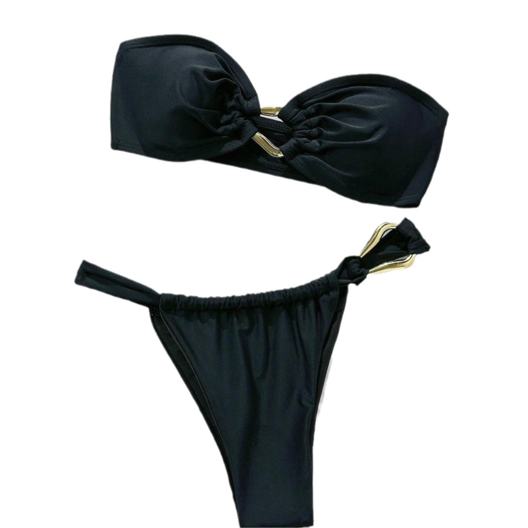 Damen Bandeau-Bikini mit dekorativem Schmuckdetail Drune