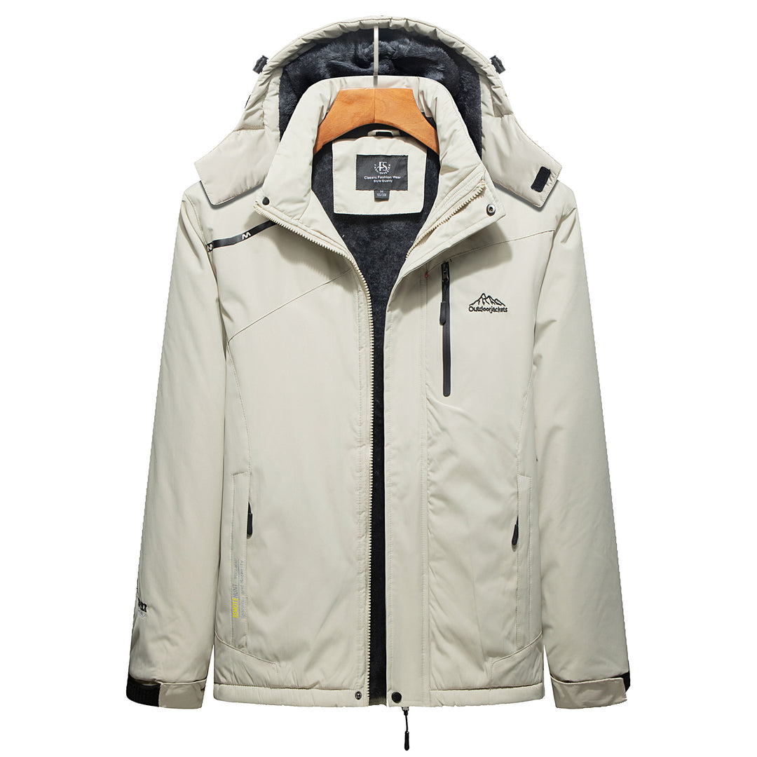 Herren Wasserabweisender Outdoorparka mit Teddyfutter, abnehmbarer Kapuze und Reißverschlusstaschen Drune
