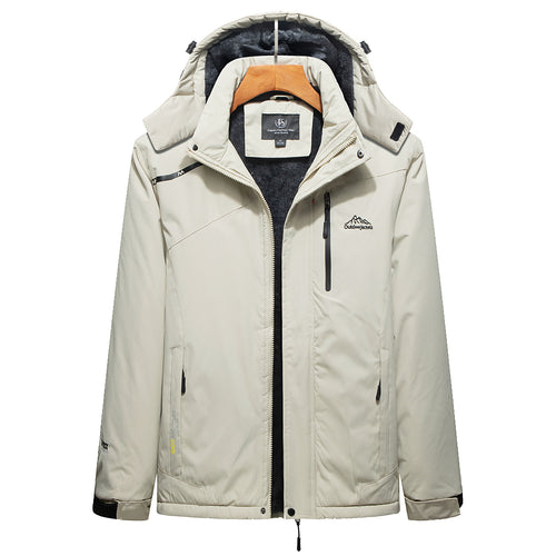 Herren Wasserabweisender Outdoorparka mit Teddyfutter, abnehmbarer Kapuze und Reißverschlusstaschen Drune
