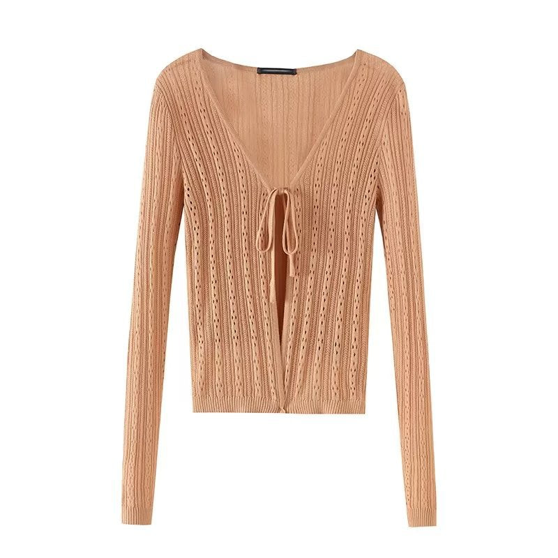 Damen Eleganter Strickcardigan mit verstellbarer Schnürung Drune