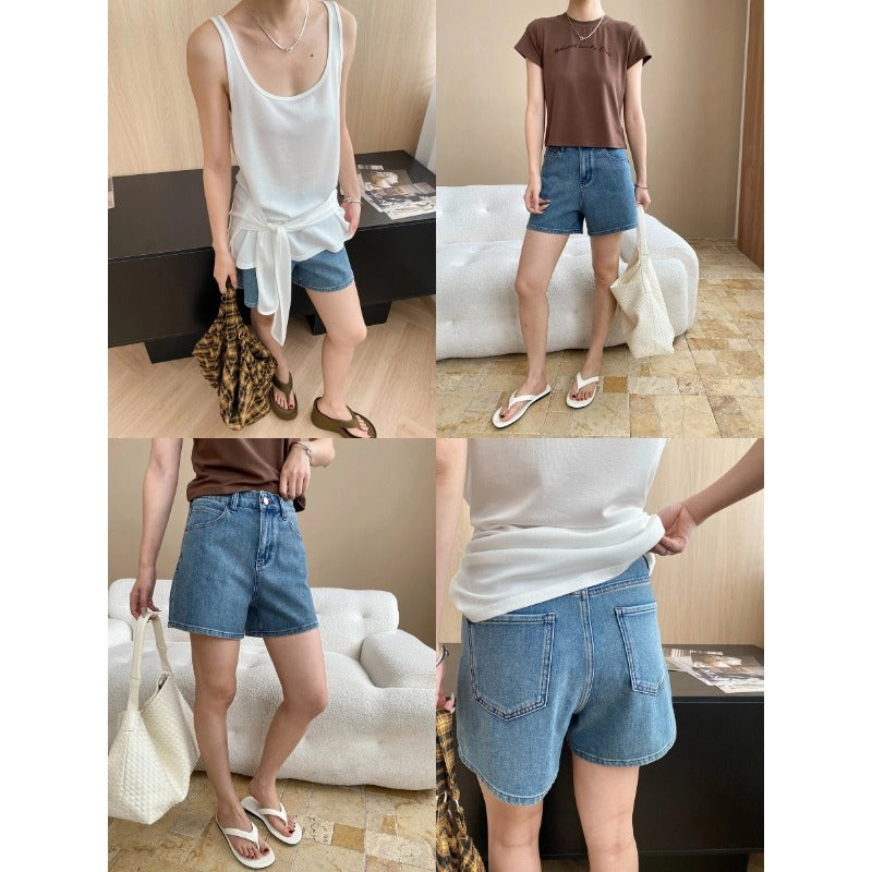 Damen hochwertige Jeansshorts im modernen Schnitt mit hohem Bund Drune