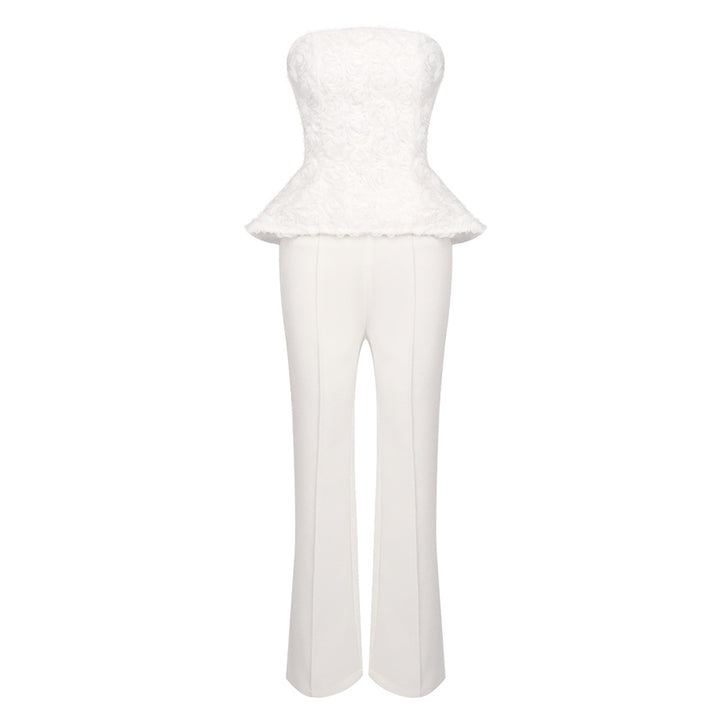 Damen Elegantes Peplum-Top mit ausgestellter Hose Drune
