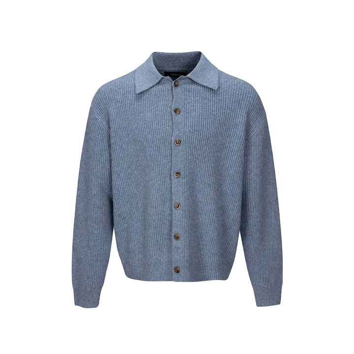 Herren Strukturiertes Strickcardigan mit Hemdkragen und durchgehender Knopfleiste Drune