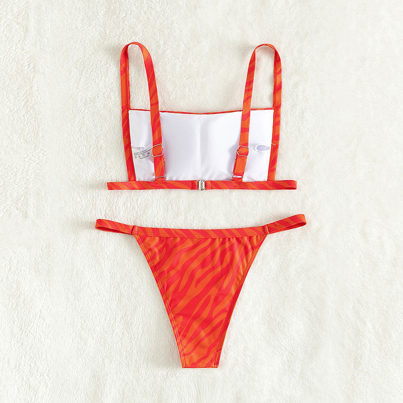 Damen Zweiteiliges Bikini-Set mit modernem Gitterdesign Drune