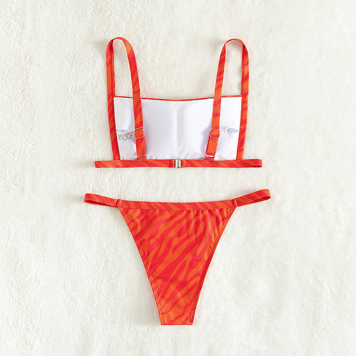 Damen Zweiteiliges Bikini-Set mit modernem Gitterdesign Drune