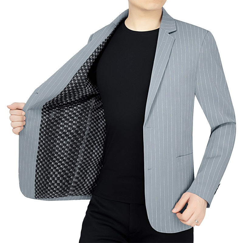 Herren Nadelstreifen-Sakko Slim-Fit mit kontrastivem Innenfutter Drune