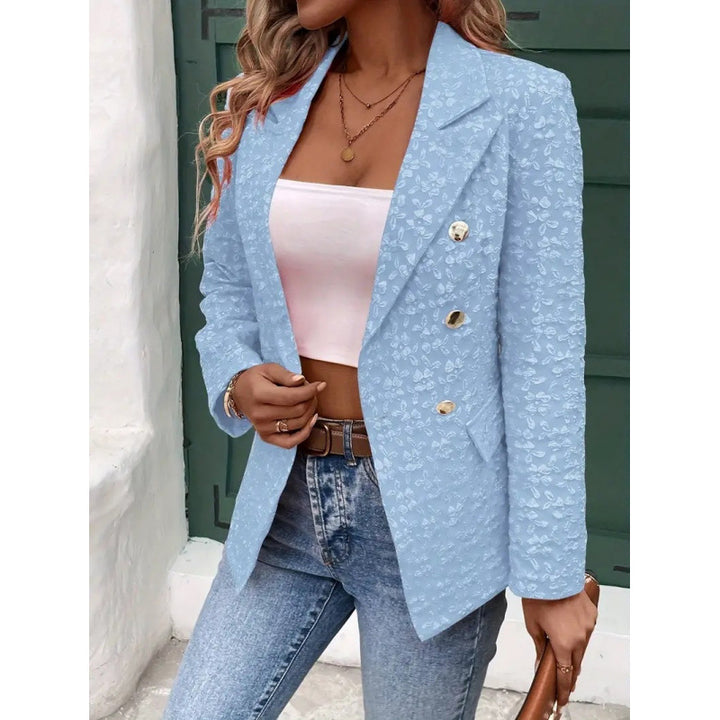 Damen Eleganter Blazer mit strukturiertem Muster und doppelter Knopfleiste Drune
