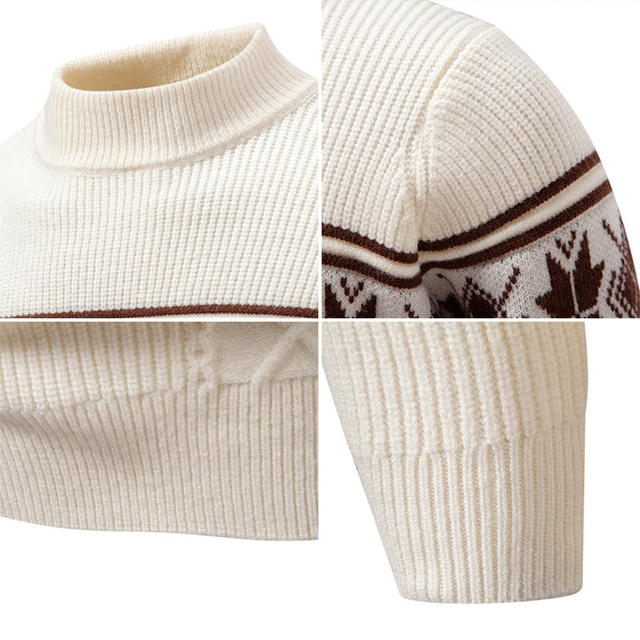 Herren Norwegermuster-Rollkragenpullover aus Feinstrick mit Zopfmuster-Details Drune