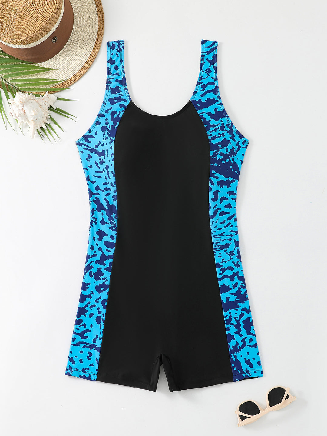 Damen Sportlicher Schwimmanzug mit modischem Muster Drune