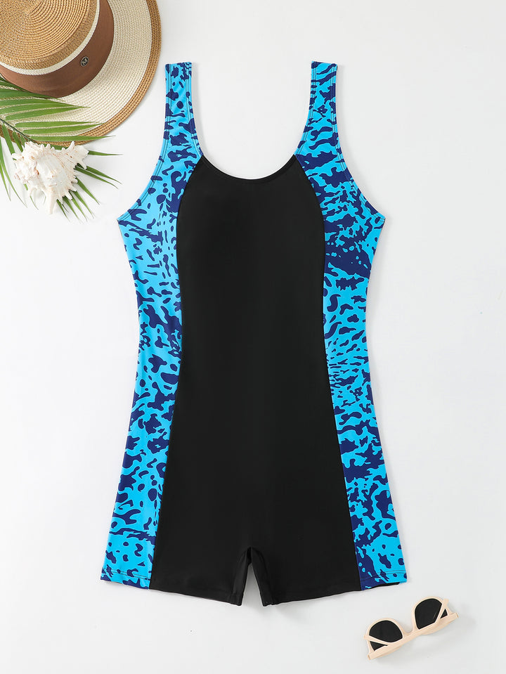 Damen Sportlicher Schwimmanzug mit modischem Muster Drune