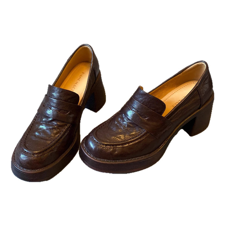 Damen Hochabsatz-Pennyloafer mit massivem Blockabsatz und profilierter Sohle Drune