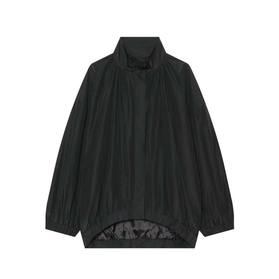Damen Leichter Oversize Regenblouson mit hohem Funnelkragen, abgerundetem Saum und Ballonärmeln Drune