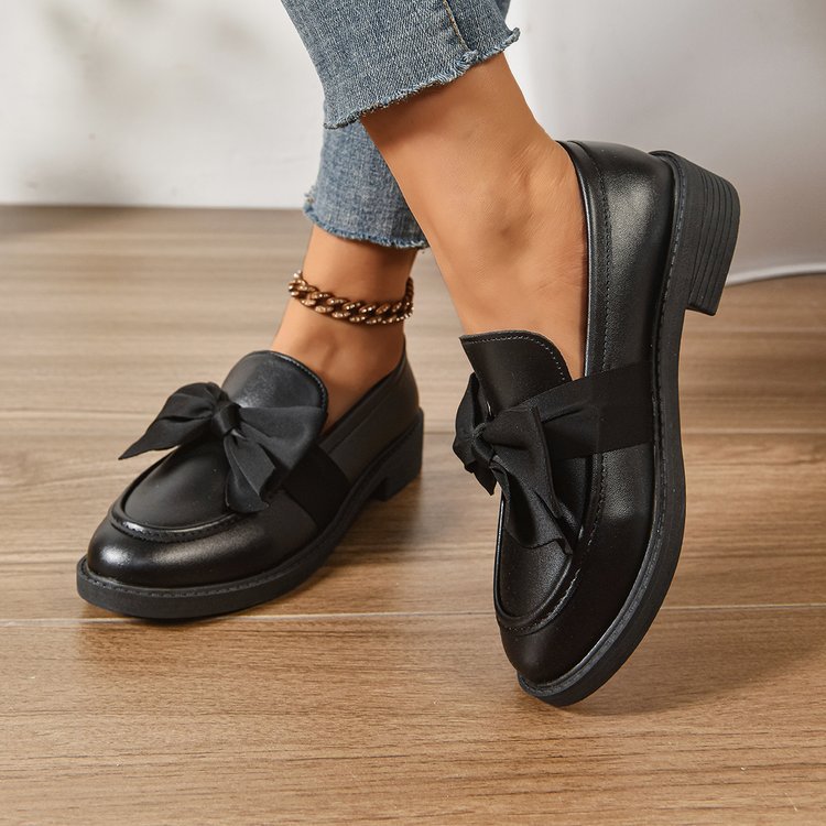 Damen Loafer mit Karo‑Muster und Schleifenapplikation Drune