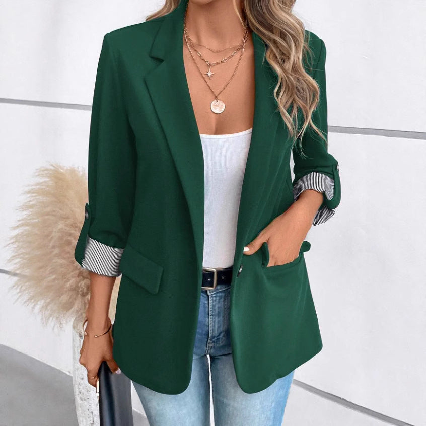Damen Elegante Blazerjacke mit modischen Streifenärmeln Drune