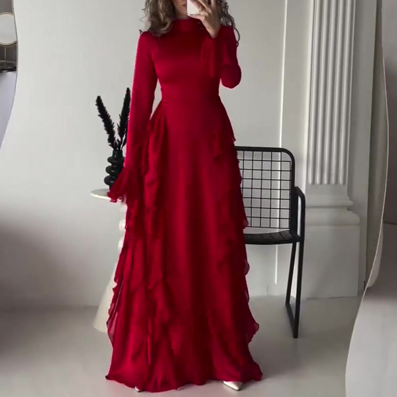 Drune | Langärmliges Rüsch-Maxikleid