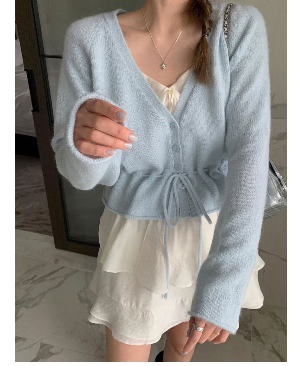 Damen Strickjacke mit tailliertem Design und bindbarem Gürtel Drune