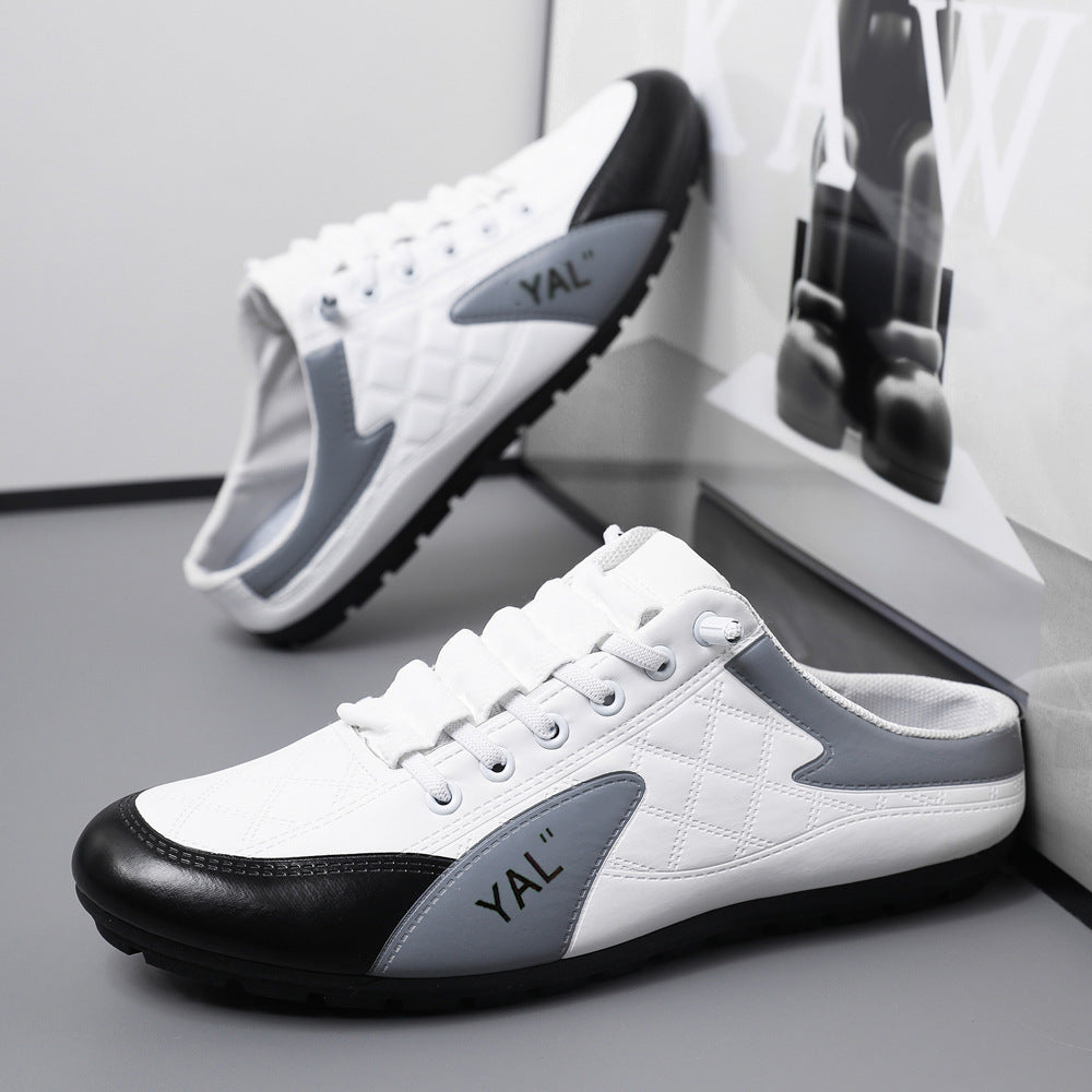 Herren Slipper-Sneaker im Mule-Design mit dekorativer Schnürung und gesteppter Kunstleder-Optik Drune