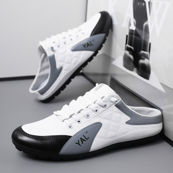 Herren Slipper-Sneaker im Mule-Design mit dekorativer Schnürung und gesteppter Kunstleder-Optik Drune