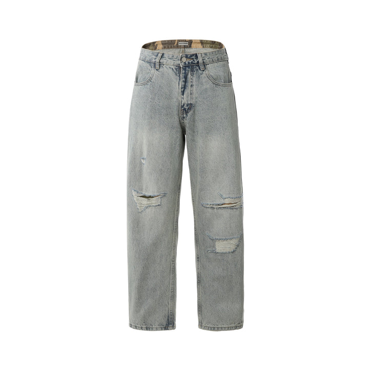 Damen High‑Waist Relaxed-Jeans mit Distressed-Details und tailliertem Knöchelabschluss Drune