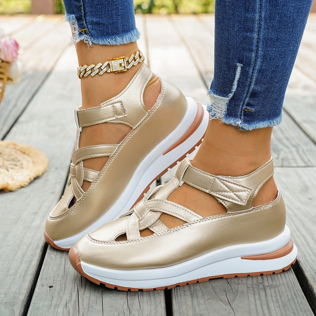 Damen Plateau‑Sneaker‑Sandale mit geschlossener Kappe und Klettverschluss Drune
