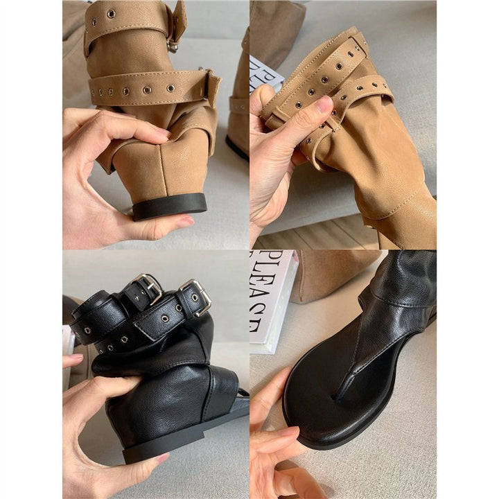 Damen offene Sandalen mit modischen Schnallen Drune