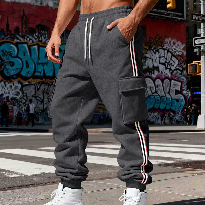 Herren Cargo-Joggerhose mit seitlichen Klapp‑Cargotaschen, Tunnelzug & Rippbündchen Drune
