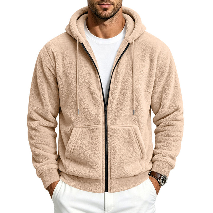 Herren Teddy-Fleece Kapuzenjacke mit Reißverschluss Drune