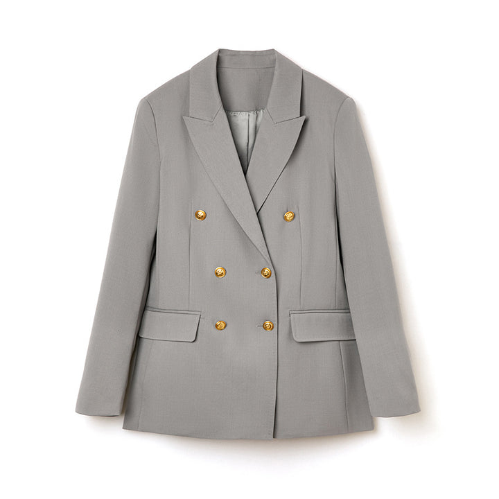 Damen Doppelreihiger Tailoring-Blazer mit Goldknöpfen und figurformenden Abnähern Drune