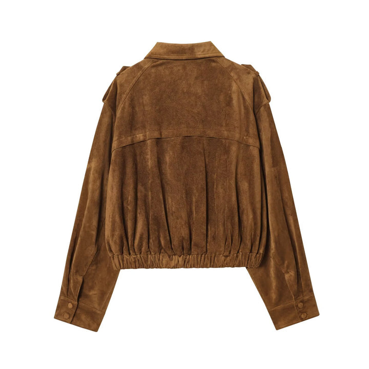 Damen modische Wildlederjacke mit praktischen Taschen Drune