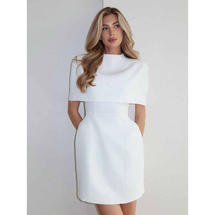 Damen Cape-Minikleid mit Stehkragen und taillierter Korsage Drune