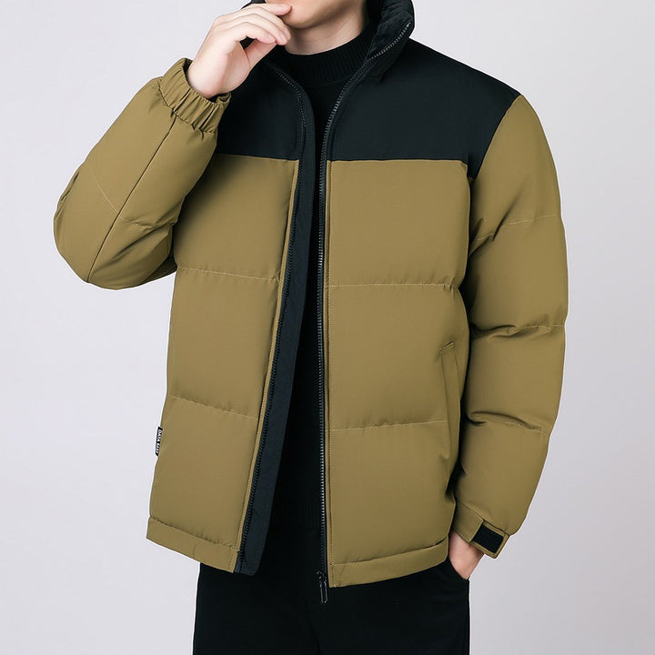 Herren Isolierte Winter-Steppjacke mit geometrischer Ton-in-Ton‑Steppung und hohem Stehkragen Drune