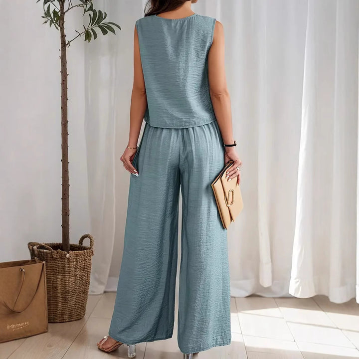 Damen weiches Oberteil und elegante weite Hose Drune