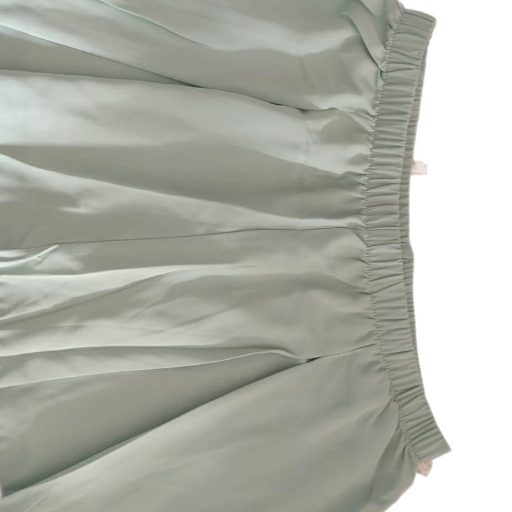Damen Leichte Satin-Palazzohose mit hohem elastischem Bund und Kellerfalten Drune