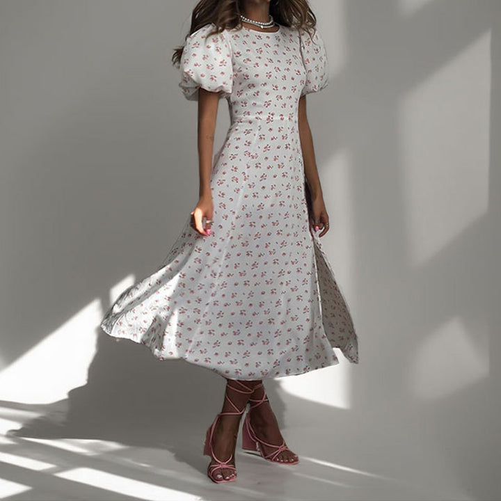 Damen Maxikleid mit verspielt leichtem Puffärmel und elegantem Schlitz Drune