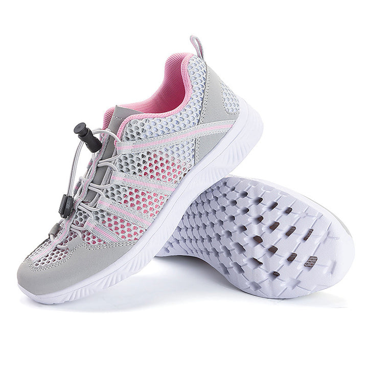 Damen nan atmungsaktiver Netzstoff-Sneaker mit Kordelzugverschluss, ultraleichter EVA-Flexsohle und gepolstertem Fersenkragen Drune